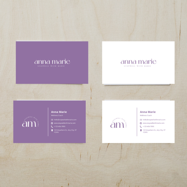 Business Card Design for Anna Marie - Wellness Coach Branding by Rahana Razak